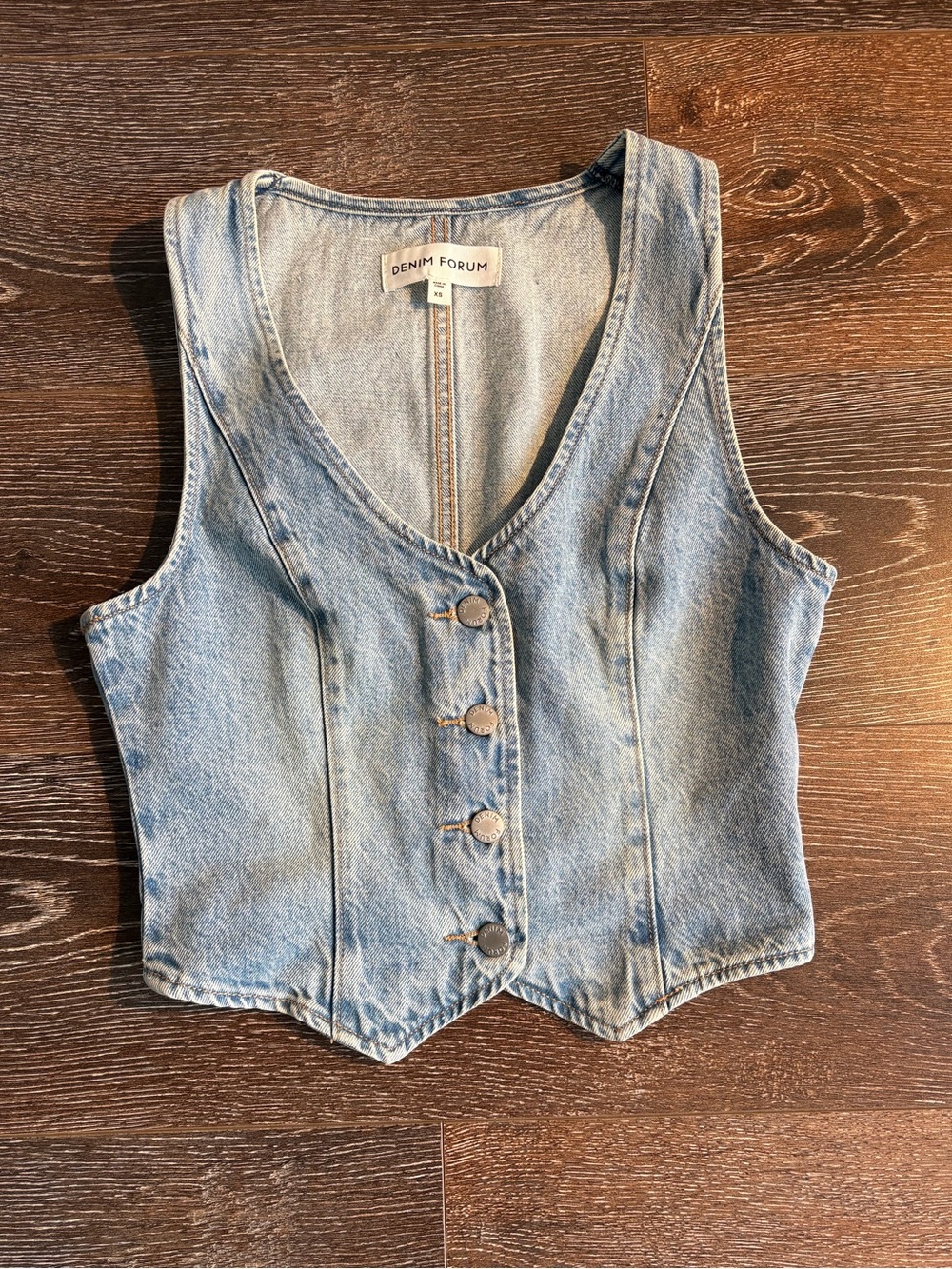 Aritzia Denim Forum Light Blue Washed Denim Vest